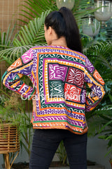 Bohemian Applique Work Bomber jacket