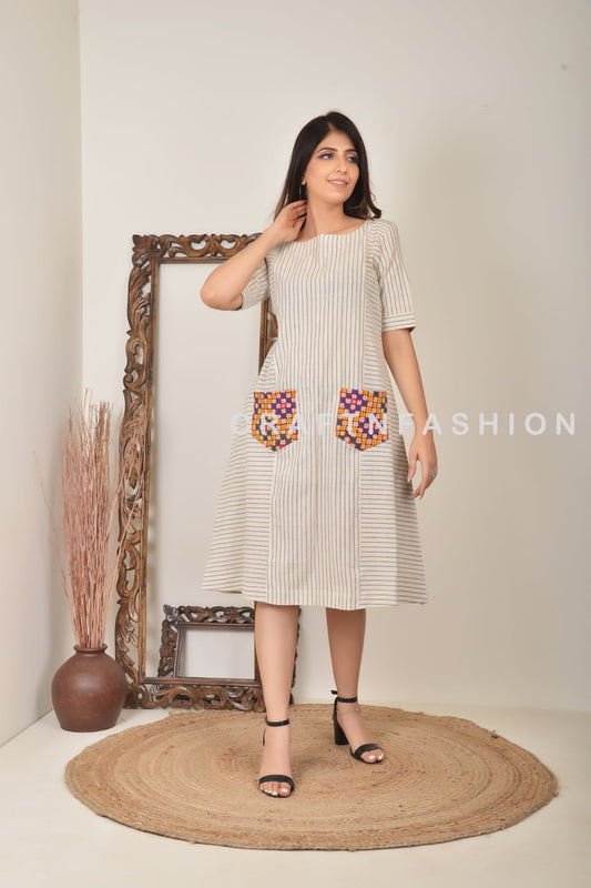 Robe Tunique Khadi Beige Femme