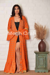 Orange Bath Beach Wear kimono