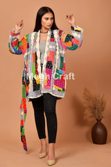 Chaqueta con apliques Kantha de ropa de invierno