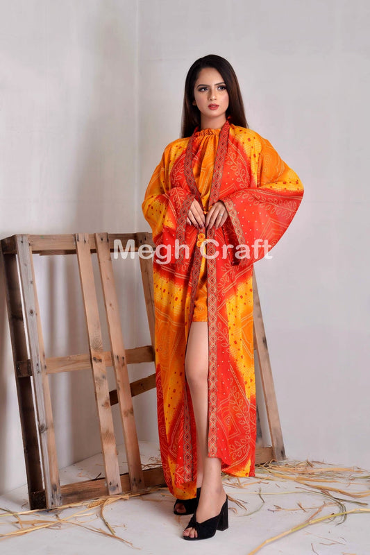 Conjunto de kimono de gasa Tiedye