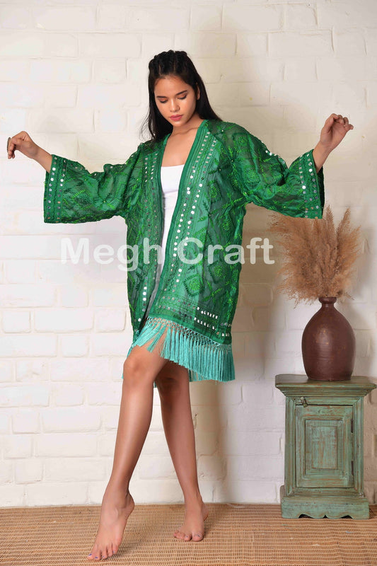 Women Fringe Short Kimono