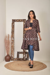 Designer Block Printed Shrug Dress