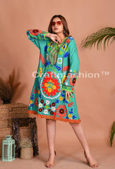 Robe tunique en rayonne turquoise