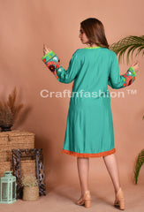 Robe tunique en rayonne turquoise