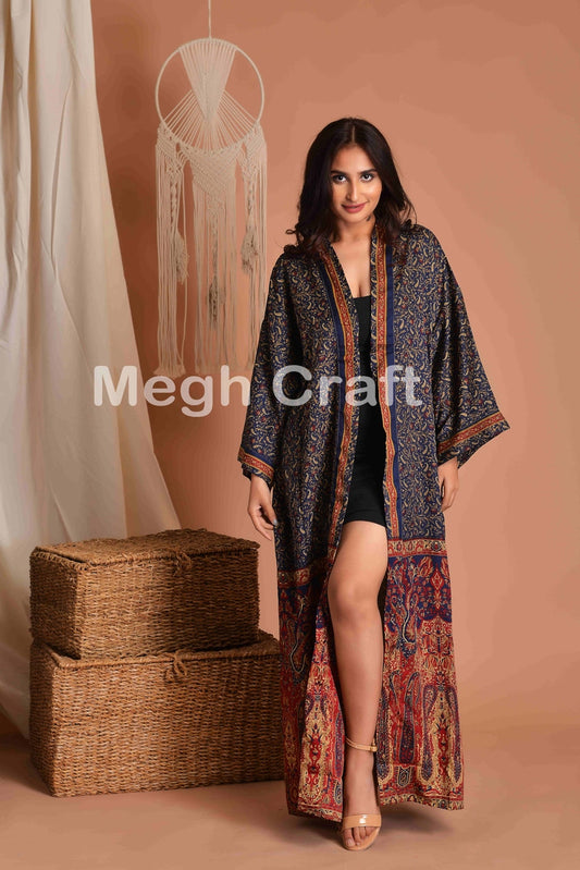 Black Recycled Silk Kimono Robe