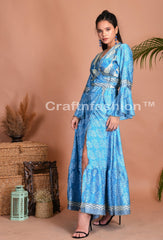 Robe kimono de plage bleue