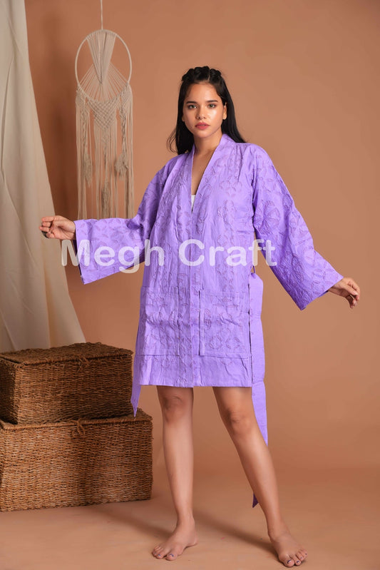 Women Applique Kimono Robe