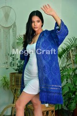 Blue Fringe Kimono Shrug