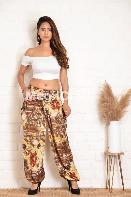 Pantalón con cintura fruncida para mujer