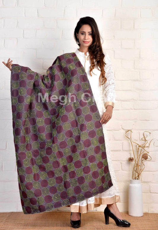 Kantha bordado a mano Dupatta