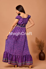 Ruffle High Low Silk Dress