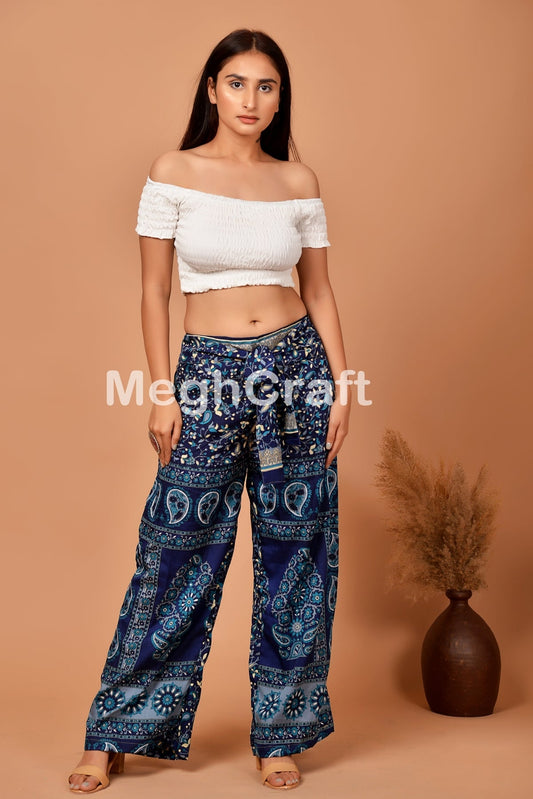 Pantalon Sari en soie vintage avec ceinture