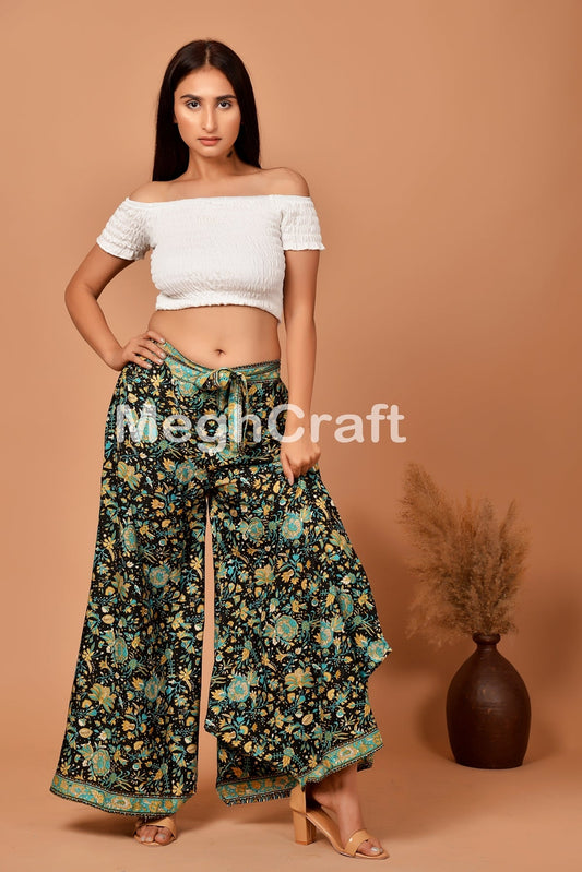 Zigzag Cut Silk Pant With Belt