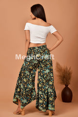 Zigzag Cut Silk Pant With Belt