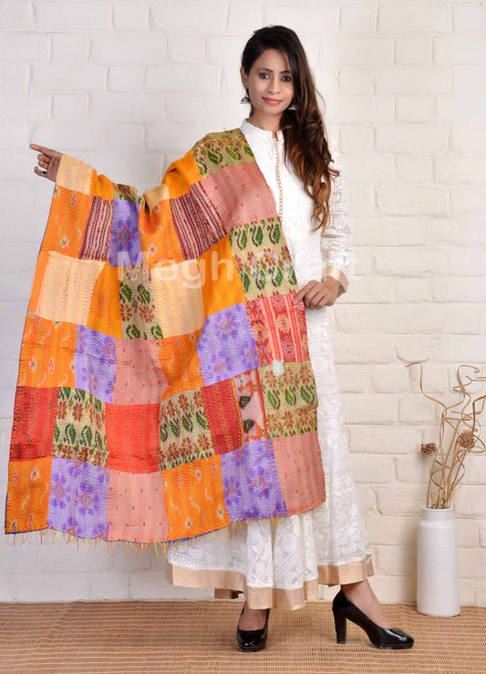 Parches Kantha Dupatta reversible