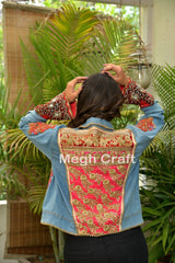 Beaded Patch Work Denim Jacket