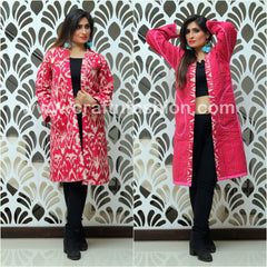 Ikat Print Kantha Long Jacket