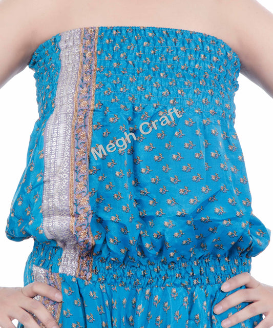 Women Blue Silk Jumpsuit