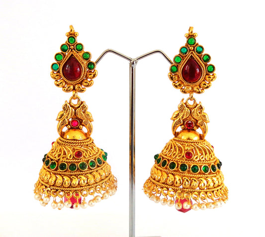 Boucles d'oreilles Jhumka traditionnelles indiennes