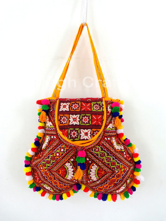 Mirror Work Pom Pom Bag