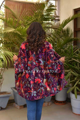 Boho Floral Birds Print Valvet Jacket