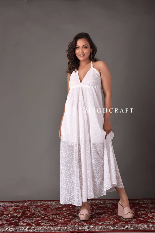 Robe longue blanche scintillante