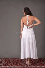 Robe longue blanche scintillante