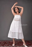 White Spaghetti Style Schiffli  Dress