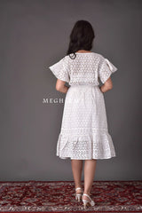 White Schiffli Midi Dress