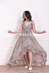 Vestido maxi alto y bajo de moda boho