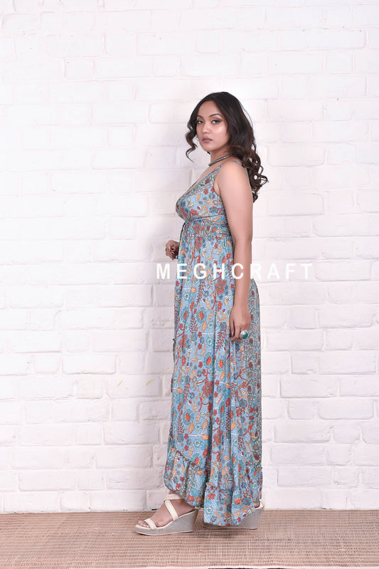 Western High Low Frill Maxi Dress