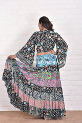 Bohemian style Long Skirt Top Set