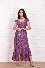 Spanish High Low Silk Dress