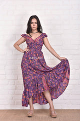 Spanish High Low Silk Dress