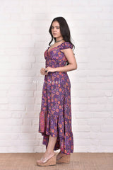 Spanish High Low Silk Dress