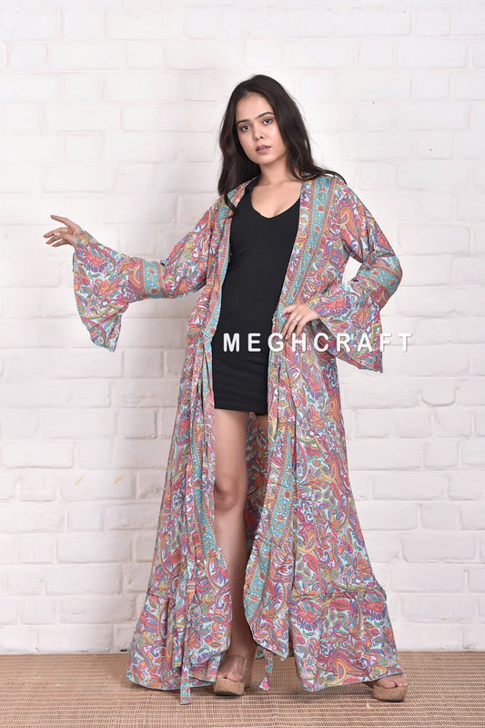 Vestido cruzado de seda bohemio