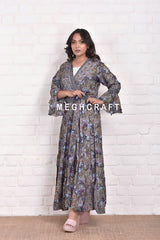 Women Gray Cardigan Wrap Dress