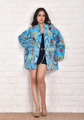 Ikat Winter Valvet Jacket Kimono