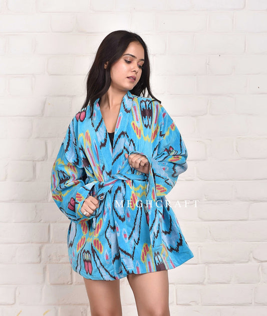 Ikat Winter Valvet Jacket Kimono