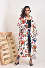 Kimono de chaqueta con válvula blanca floral