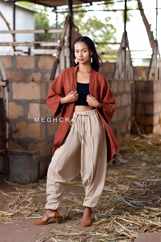 Hemp Cotton Trouser Kimono Set