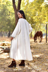 Robe kimono longue en coton et chanvre