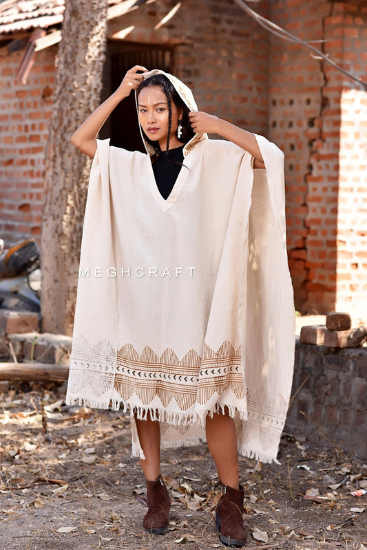 Poncho ceremonial de cáñamo hippie