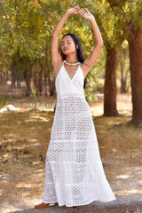 Boho Schiffli Socked Maxi Dress