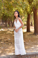 Boho Schiffli Socked Maxi Dress