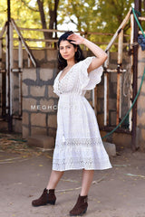 White Schiffli Cotton Dress