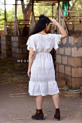 White Schiffli Cotton Dress