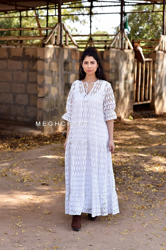 Schiffli Cotton Maxi Dress