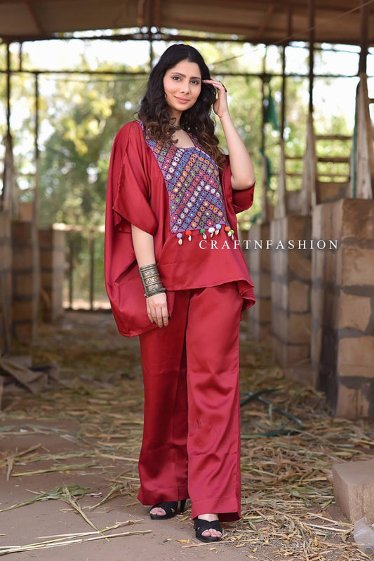 Women silk Kaftan Co-ord Set